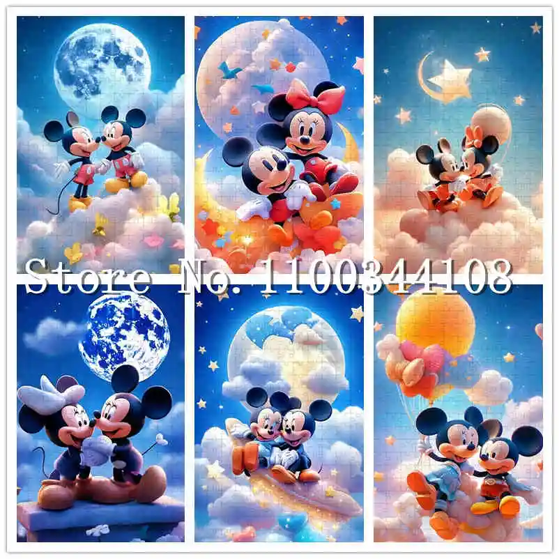 

Disney Cartoon Puzzles for Children Intelligence Game Toys 35/300/500/1000 Pieces Mickey and Minnie Wooden Puzzles Stress