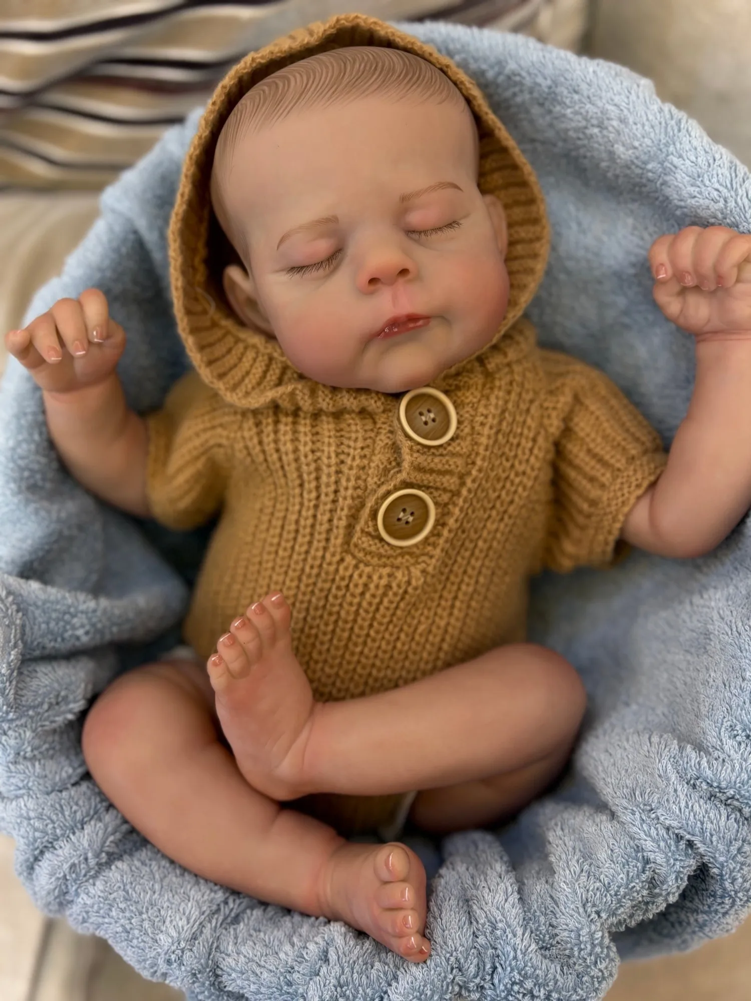 19 Inch Painted Soft Cloth Bebe Realistic Reborn Baby Newborn Baby Doll Toys With Painted Hair For Children Muñecas Para Niñas