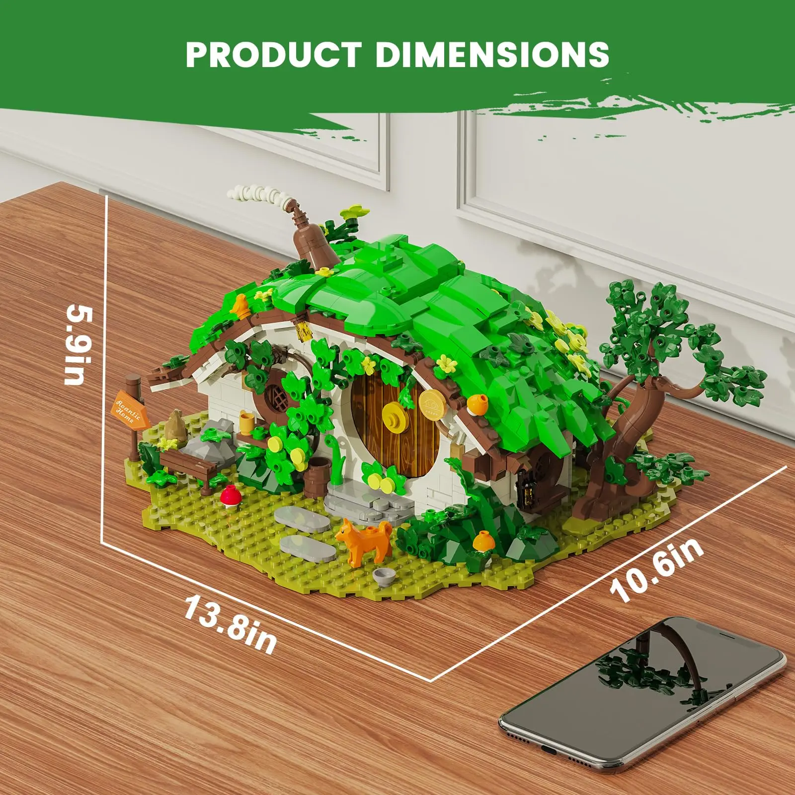 1088 pçs conjunto de construção de cabine anã com luz led adultos colecionáveis casa & escritório decoração blocos de construção diy fantasia casa modelo kit