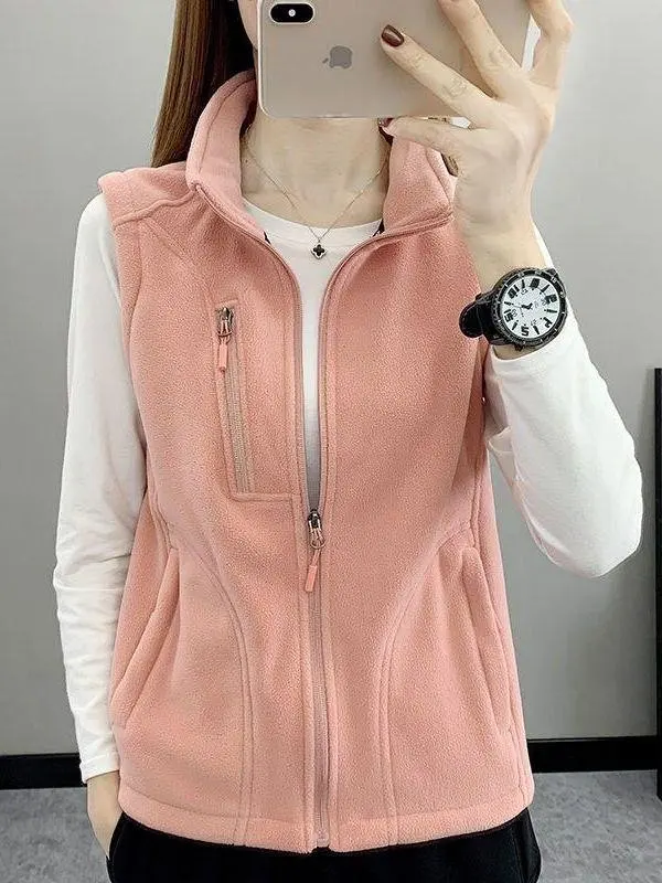 

ex Fce Vest Warm Outdoor Spor Sle Svel Winter f High Collar Regular Length Flat ket Soft Plu Vest