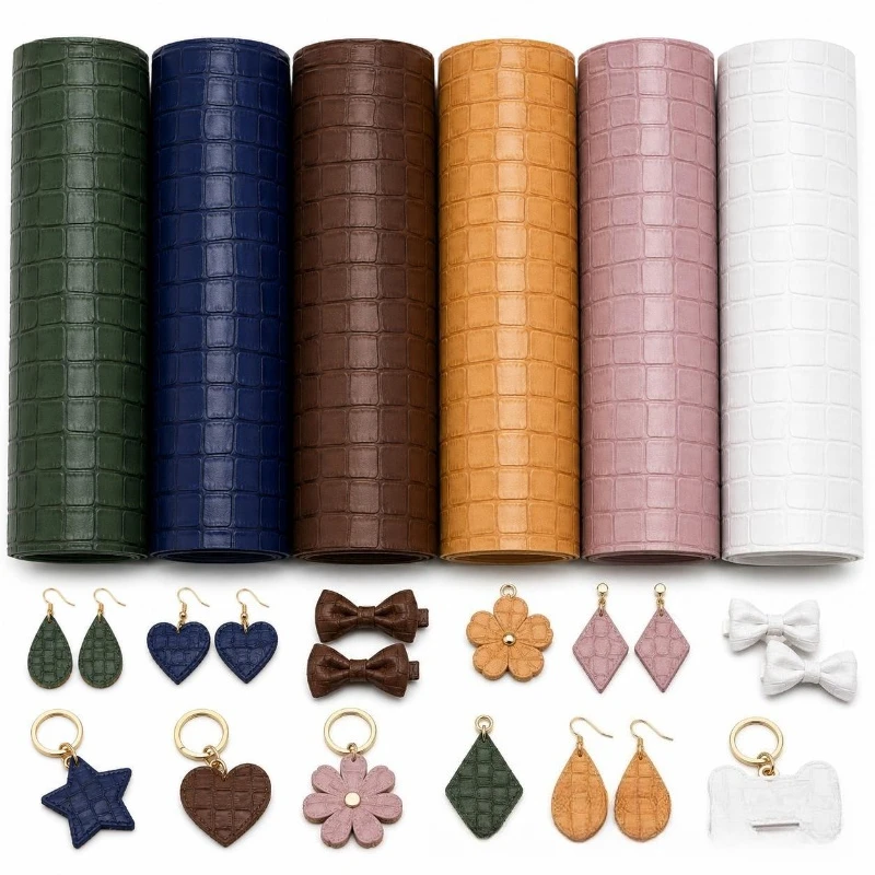 20X33cm Crocodile Pattern Bright Sliced Leather PVC Faux Leather Fabric 0.7mm Concave Convex Texture DIY Handmade Decor Material