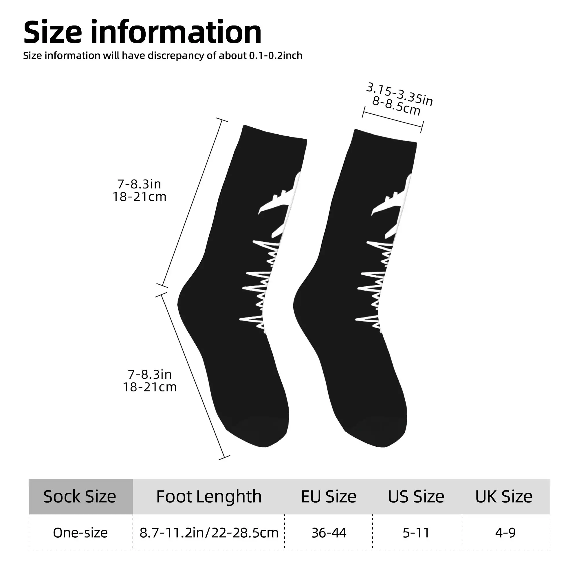 Avión de aviación latido del corazón piloto hombre calcetines de tripulación Unisex lindo 3D impresión aviador avión regalo vestido calcetines mujer