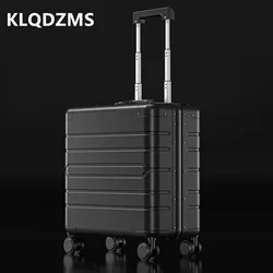 KLQDZMS Luggage All Aluminum Magnesium Alloy Trolley Case 18 Inches Men's Business Boarding Box with Wheels Rolling Suitcase