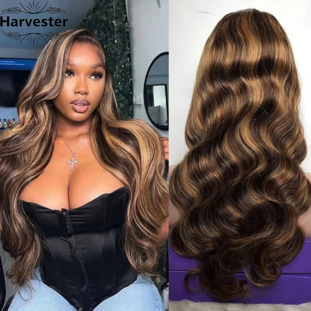 

P4/27 Выделенный парик из человеческих волос Объемная волна Кружевной фронтальный парик Цветной 13x6 Кружевной фронтальный парик Медовый блондин Кружевная передняя часть человеческих волос