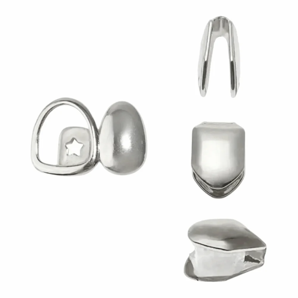 Unique Hollow Out Teeth Grillz Geometric Vintage Open Face Tooth Caps Glossy Open Frame Temporary Teeth Grills