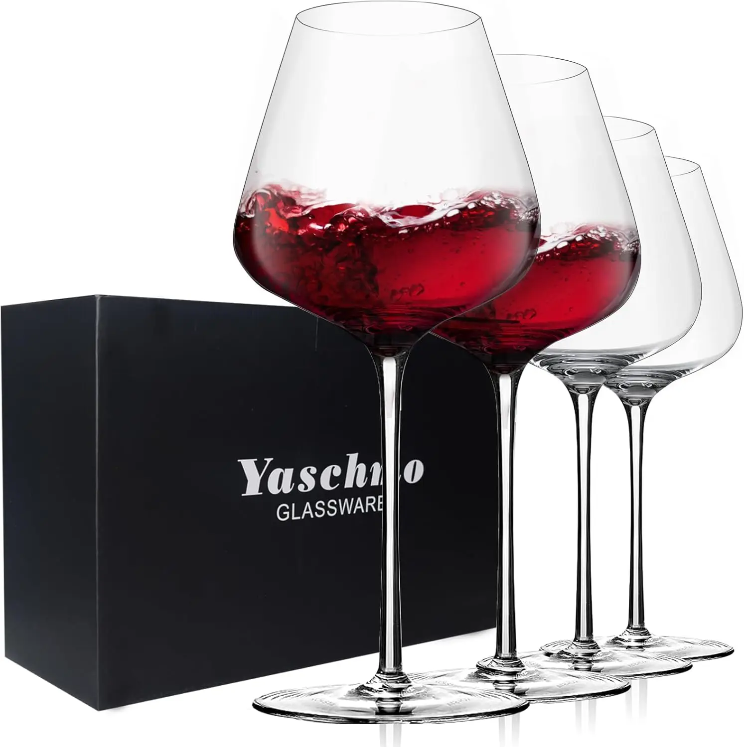 

Crystal Red Wine Glasses Set of 4, 24.8oz Large Wine Glasses with Long Stem, Hand Blown Lead-Free Glass, Ideal Gift Pack