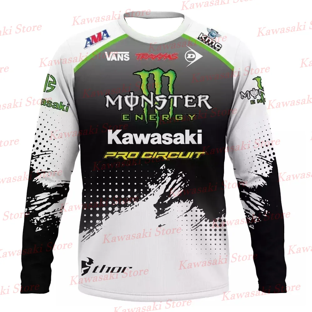 Kawasaki T-shirt Men Autumn Winter Long Sleeves Top Pro Cicuit 3D Print T-Shirt KID/Adult Casual Heavy locomotive Clothing