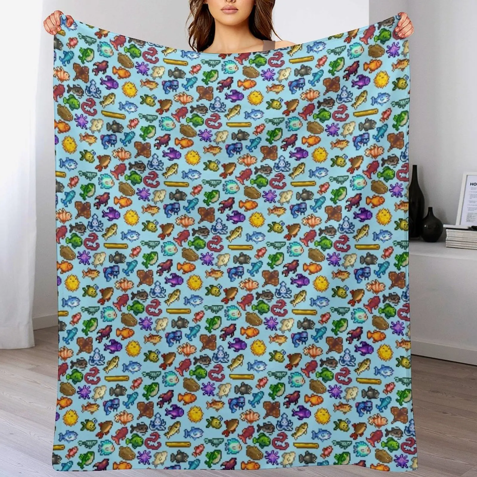 

Stardew Valley Fish Throw Blanket Thermal for sofa Custom For Decorative Sofa Blankets