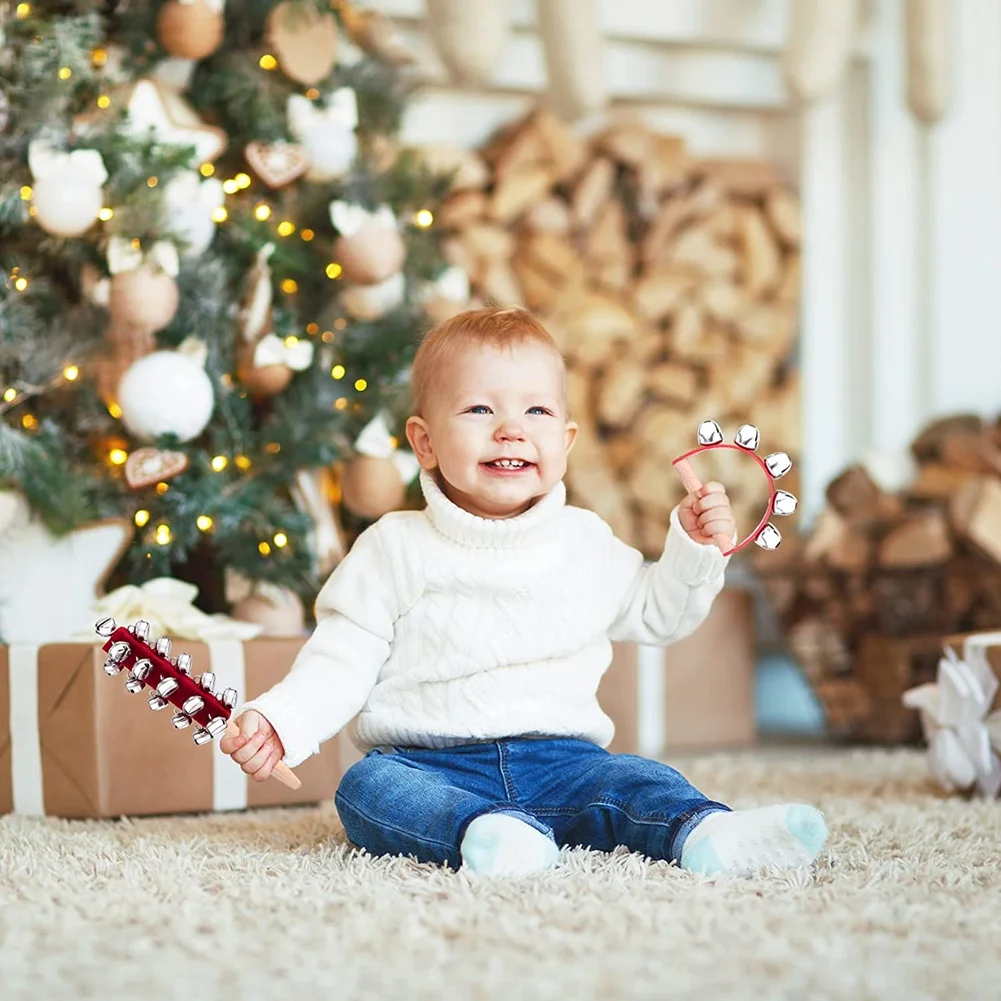 Mão De Natal Jingle Shaker, Trenó De Madeira, Chocalhos De Punho, Instrumentos Musicais