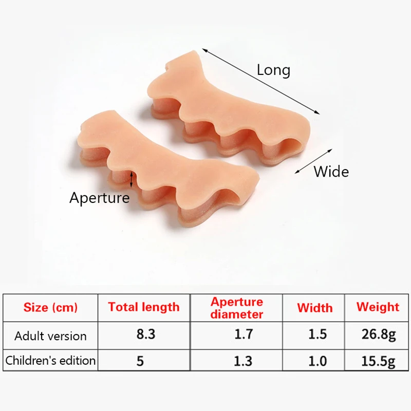 1pair Silicone Protective Toes Separator Suitable Bunion Corrector Material Soft Gel Straightener Spacers Stretchers Care Tool