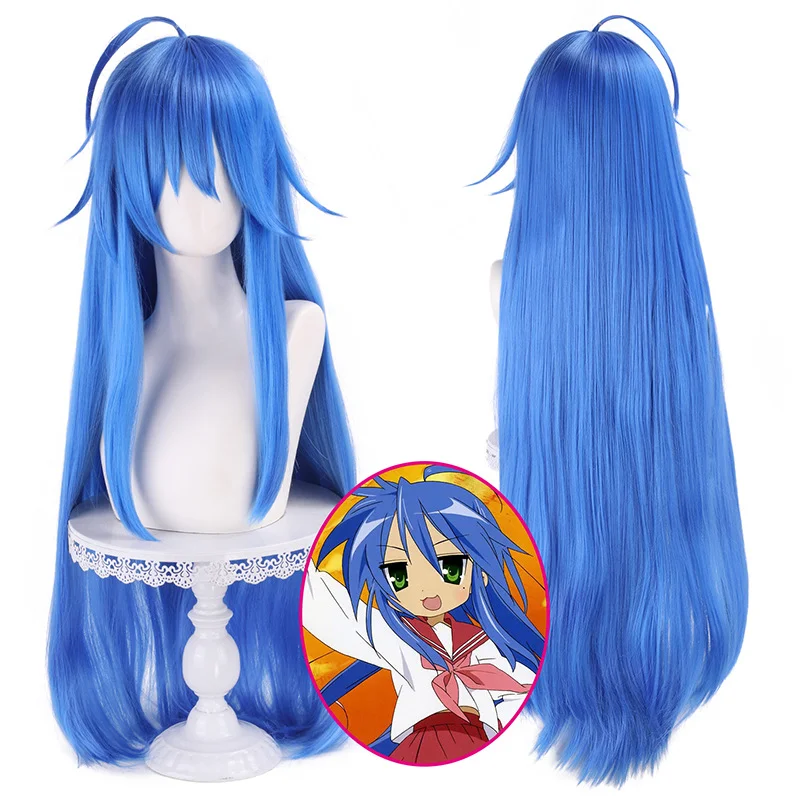 

Lucky Star Izumi Konata Cosplay Wig 90cm Long Blue Wig Cosplay Anime Heat Resistant Synthetic Wig