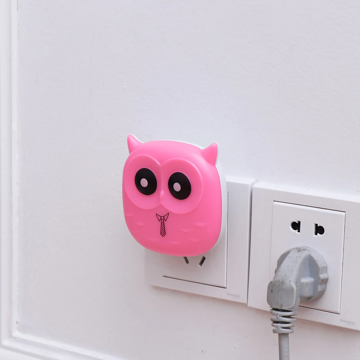 Nachtlicht Eule LED Licht Farbe Nachtlampe Kinderzimmer Lampe Schlafzimmer Licht Home Dekoration Baby Nachttisch für Kind Stecker (Rosa)