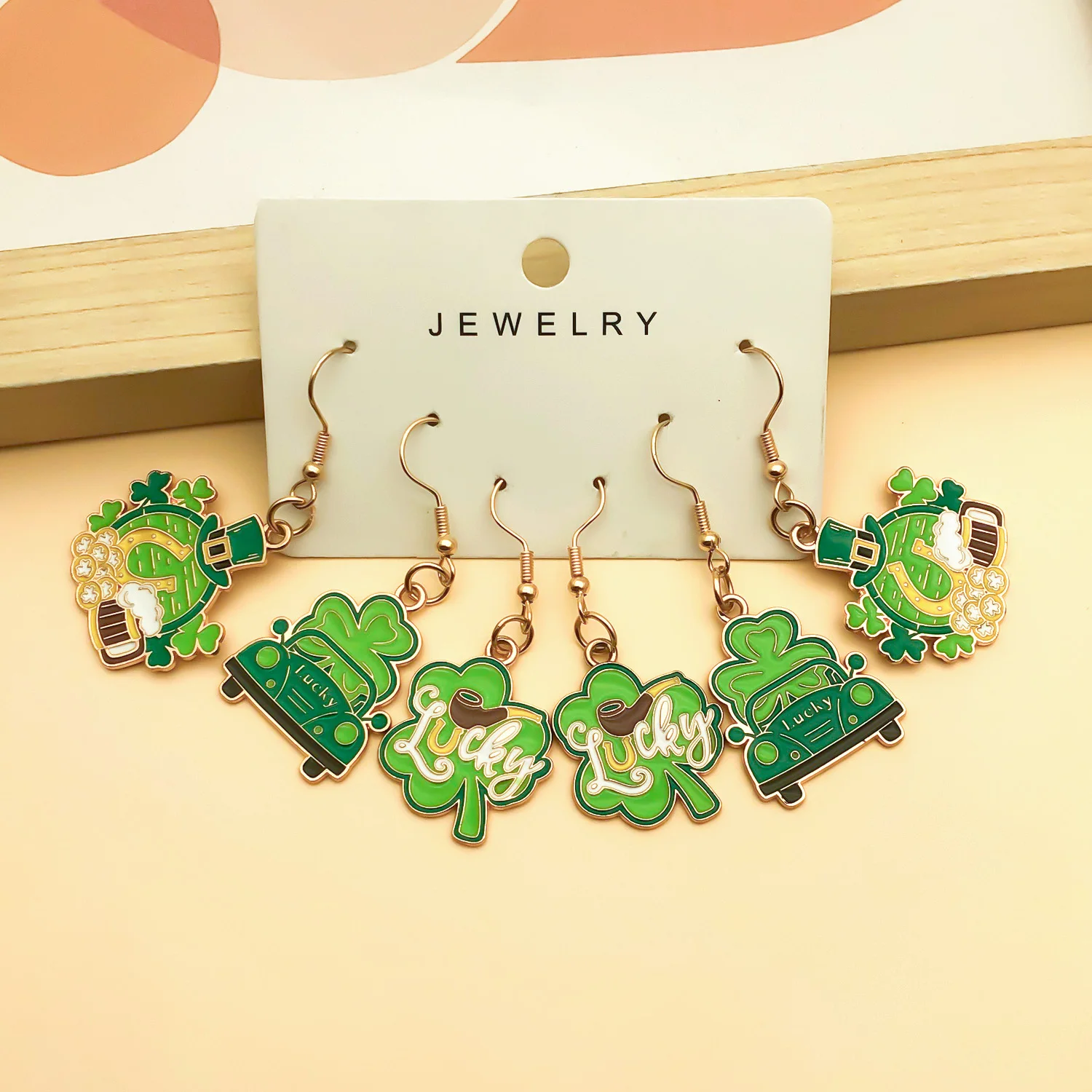 3 أزواج من أقراط المهرجانات الأيرلندية باللون الأخضر البوهيمي العتيق، مناسبة لهدايا المهرجانات، ملابس نسائية للاستخدام اليومي