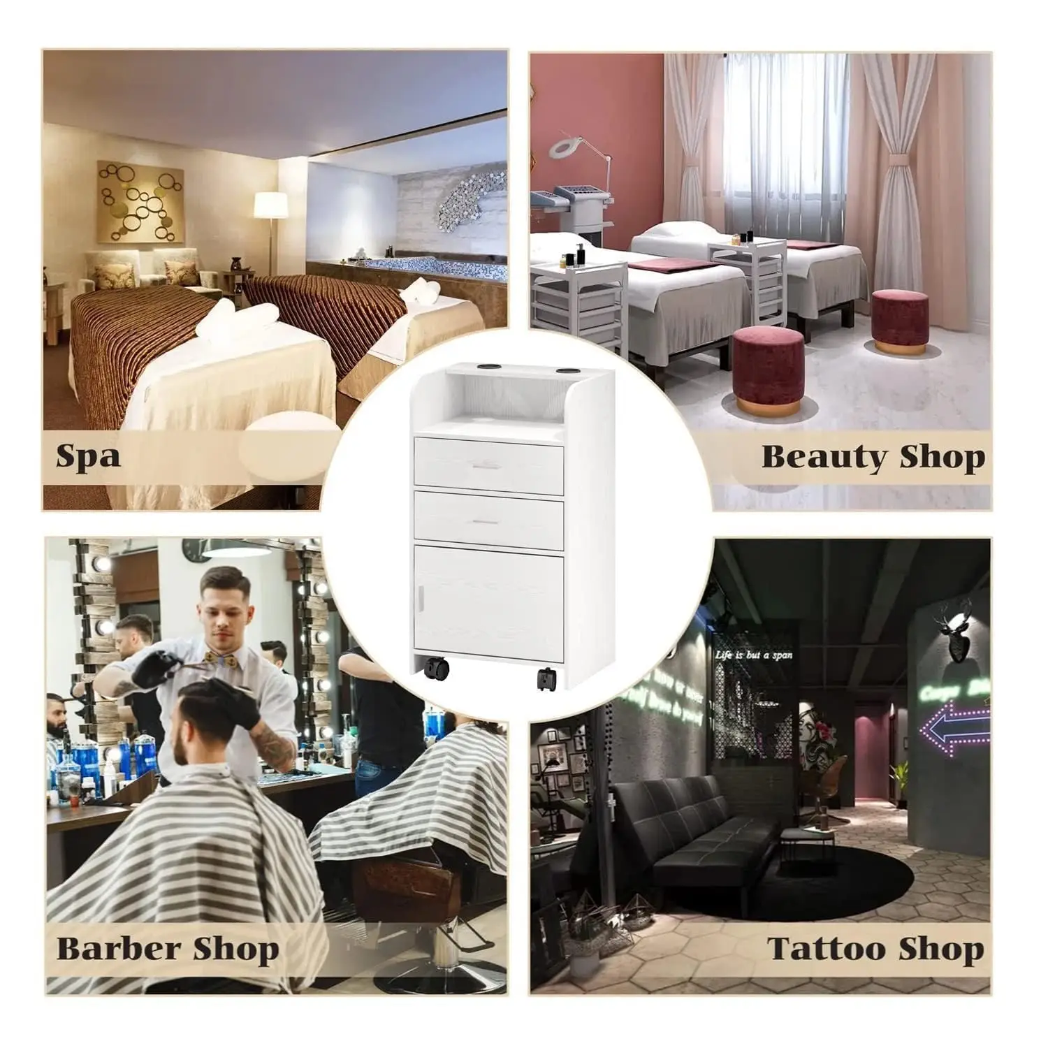 محطة صالون التجميل، محطة التجميل الدوارة لمصفف الشعر، خزانة تخزين محطة صالون الشعر بعجلات، طاولة الصالون مع