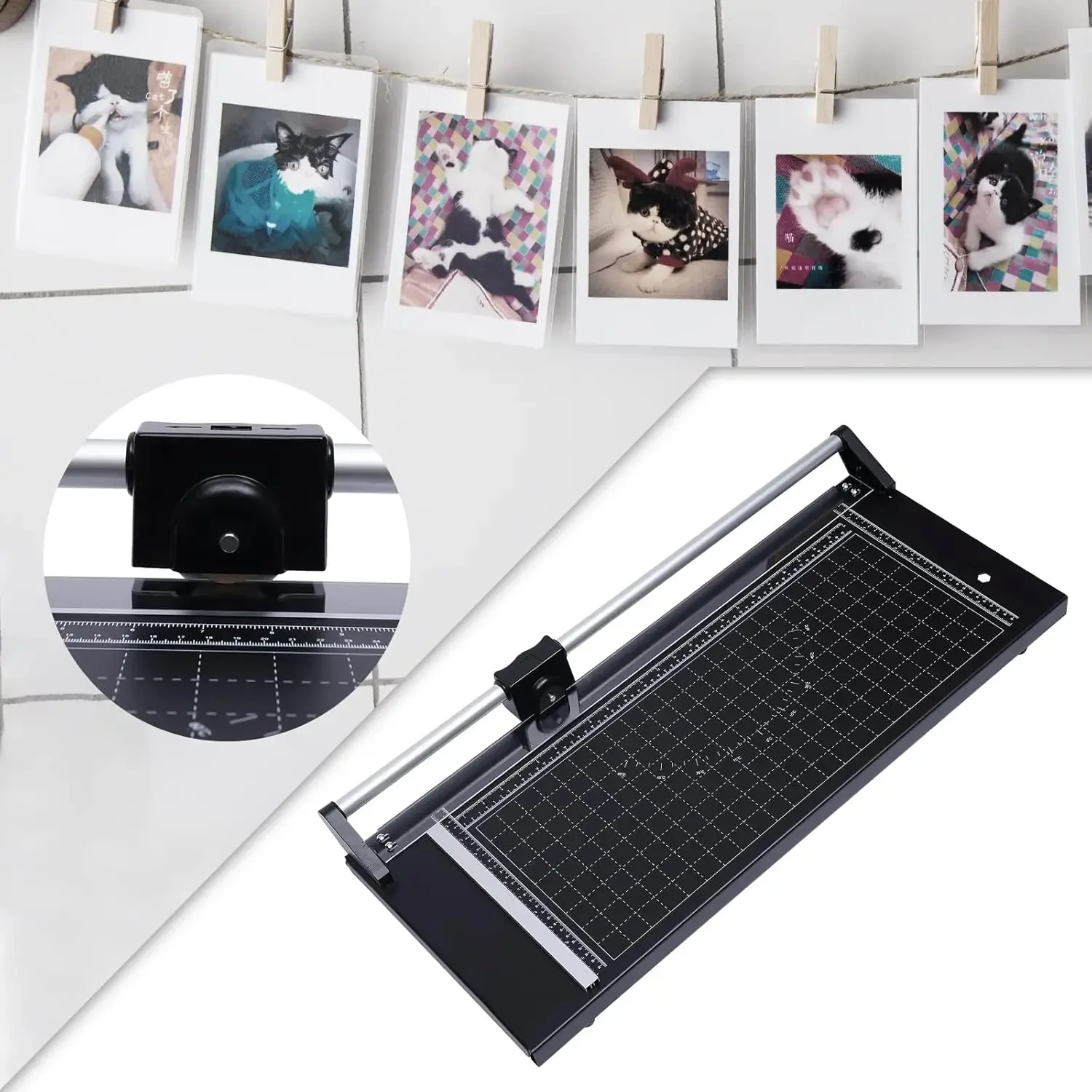 

24-inch Commercial Manual Precision Rotary Paper Cutter for Trimming Photo Stickers and PVC,Cutting Table Size 80x31.5 cm Cutter