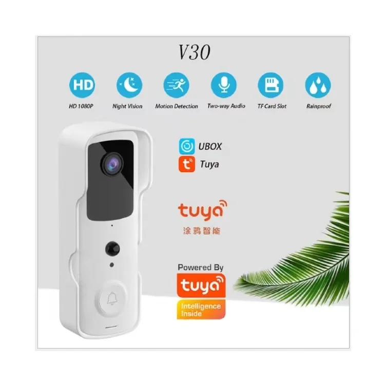 WiFi Video Doorbell 1080P Wireless Smart Door Bell Camera 2-Way Talk PIR Motion Detection Night Vision TuyaSmart APP