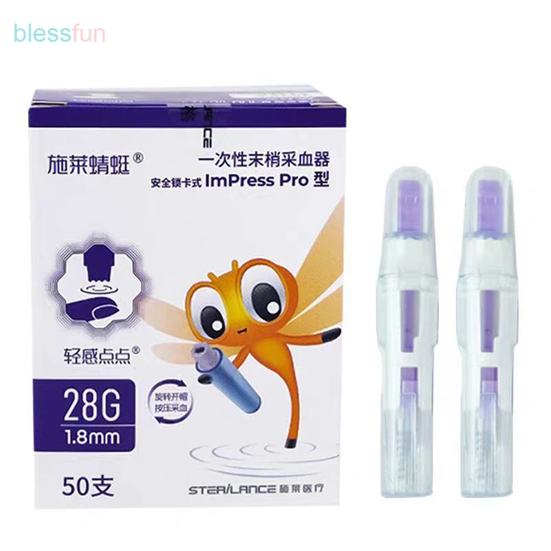 

Safety Lancets Press Type Pressure Activated Single Use Sterile Blood Sample Collection Needle Accupuncture Bleeding Cupping