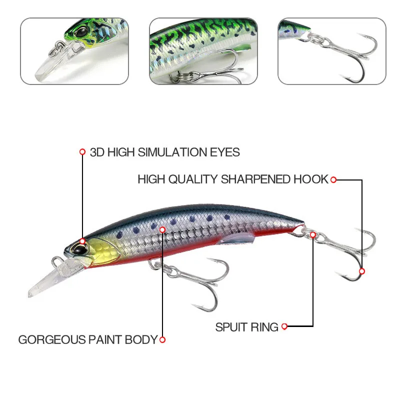 40G 92Mm Zware Zinkende Minnow Vissen Lokt Kunstmatige Harde Aas Wobblers Voor Bas Forel Jerkbait Plastic Swimbait Pesca Tackle