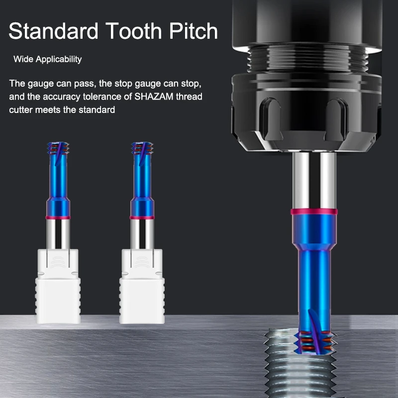 GAMONT HRC65 3-Teeth Thread Milling Cutter Tungsten Steel Carbide Blue Nano Coating High Hardness Endmill For CNC Machin Tools