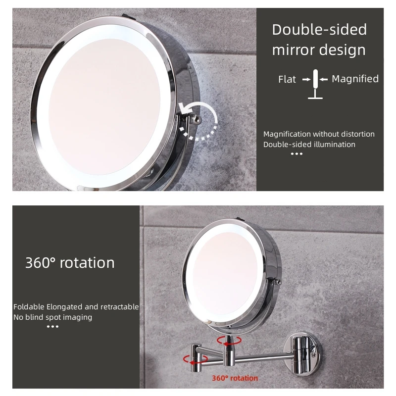 LED makeup mirror wall-mounted makeup mirror retractable makeup Lamp bathroom hotel beauty light