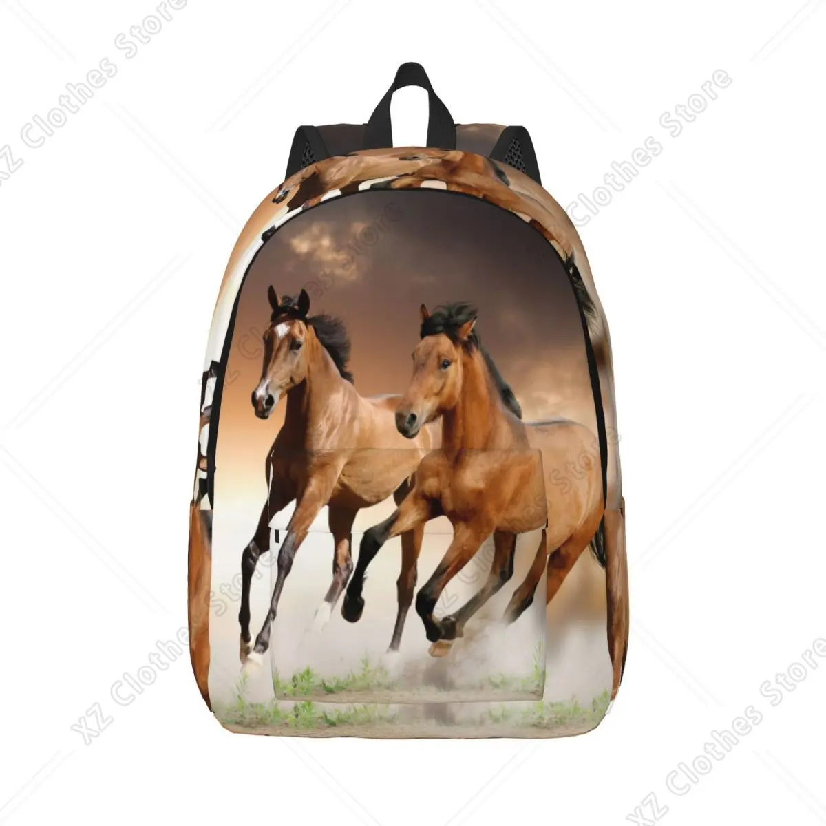 Horse Family Running Backpack for Boy Girl Kids Student School Bookbag Galloping Animal Lovers Daypack Kindergarten Primary Bag
