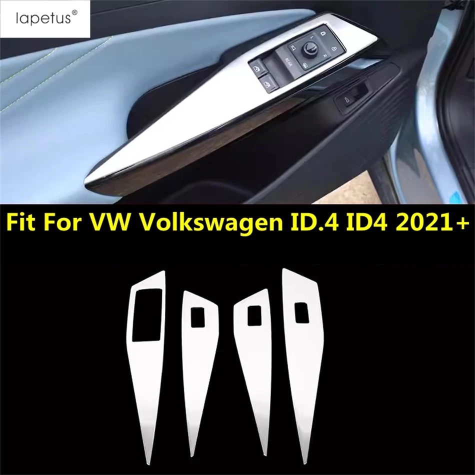 

Armrest Door Handle Window Lift Button Panel Decor Cover Trim For VW Volkswagen ID.4 ID4 2021 - 2024 Stainless Steel Accessories