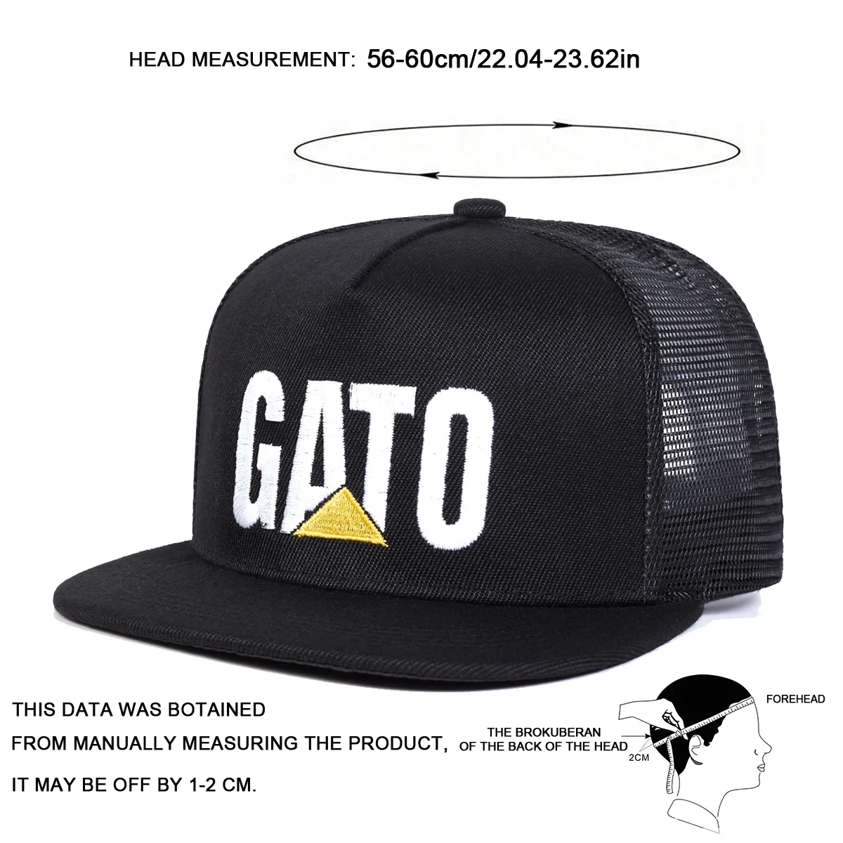 Unisex GATO Letter Embroidery Hip-hop Net Hats Spring Summer Adjustable Casual Snapback Baseball Caps Outdoor Sunscreen Hat Cap