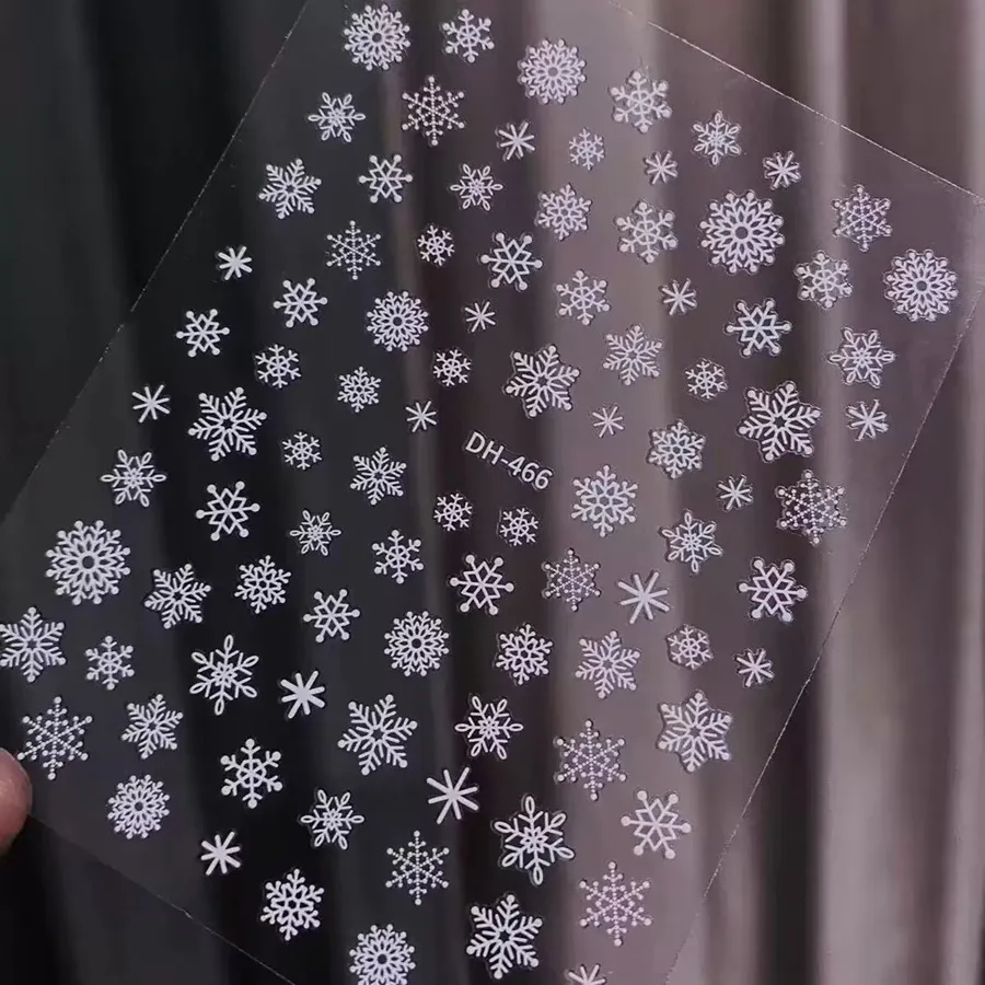 عيد الميلاد مسمار الفن ملصقات مسمار الفن لوازم الثلج الأبيض تصميم لامعة الشارات مانيكير DIY مسمار زينة الملحقات #5