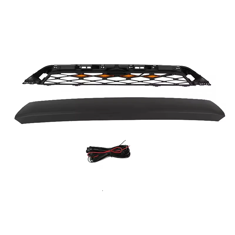 

Mesh Front Hood Bumper Grille Car Black Front Grille with LED Fit for Toyota 4Runner 2016-2019