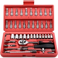 46Pcs Car Repair Tool Kit 1/4-Inch Socket Set Ratchet Torque Wrench Combo Xiaofei 1/4 Socket Screwdriver Machine Repair Tool Set