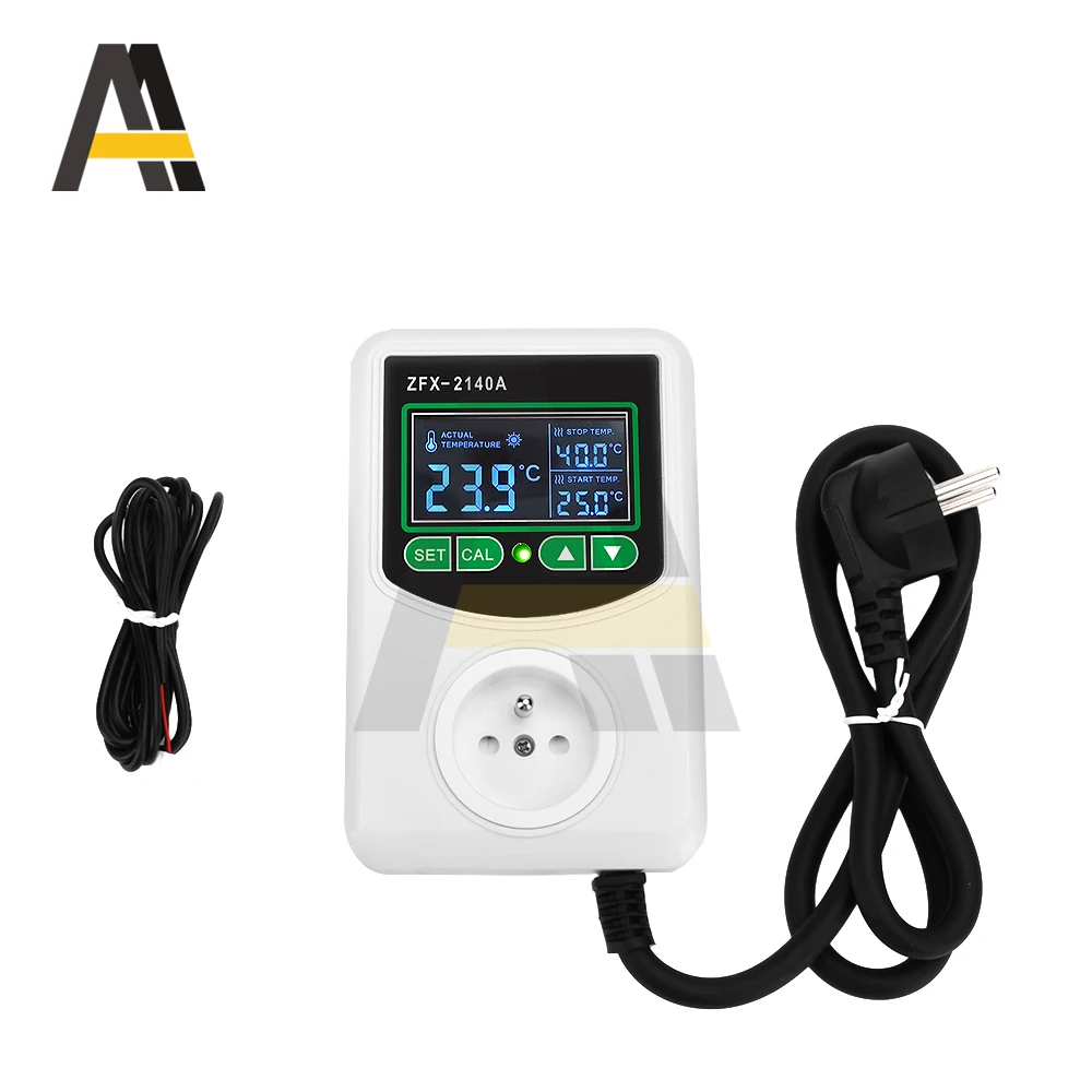 

3500W 2200W High-precision LCD Digital Temperature Controller -45~300 ℃ High-power NTC Sensor EU plug ZFX-2140A