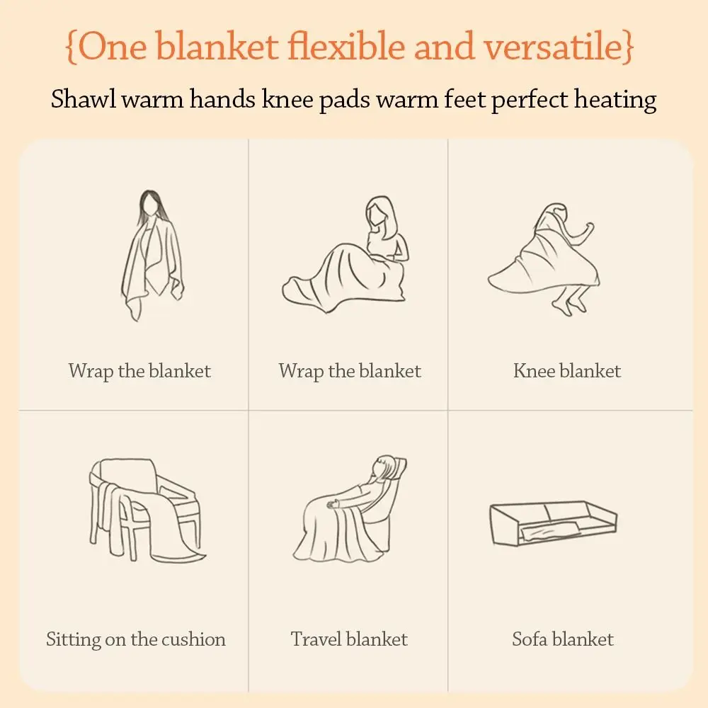 Office Wearable USB Electric Heated Blanket Warm Clothing Washable Warm Shawl Portable Heating Lap Blanket for Winter