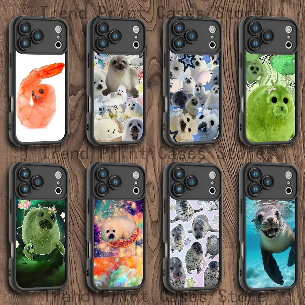 

Seal Sea Shrimp Phone Case For iPhone 17,16,15,14,13,12,11,Pro,Max,Plus,X,XS,SE4,E,Mini Black Thickened border Case