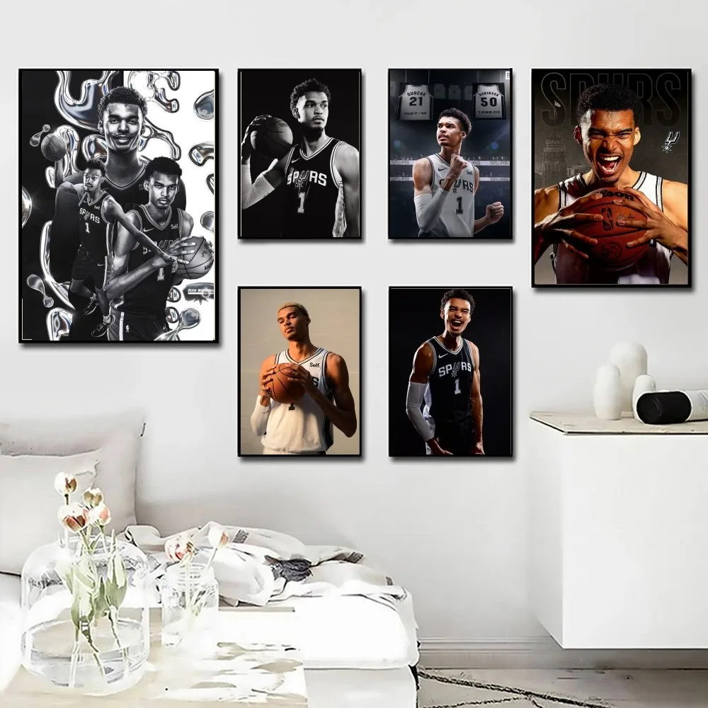 Póster de jugador de baloncesto W-Wembanyama, arte impreso, decoración de muebles para sala de estar, Bar, 1 ud.
