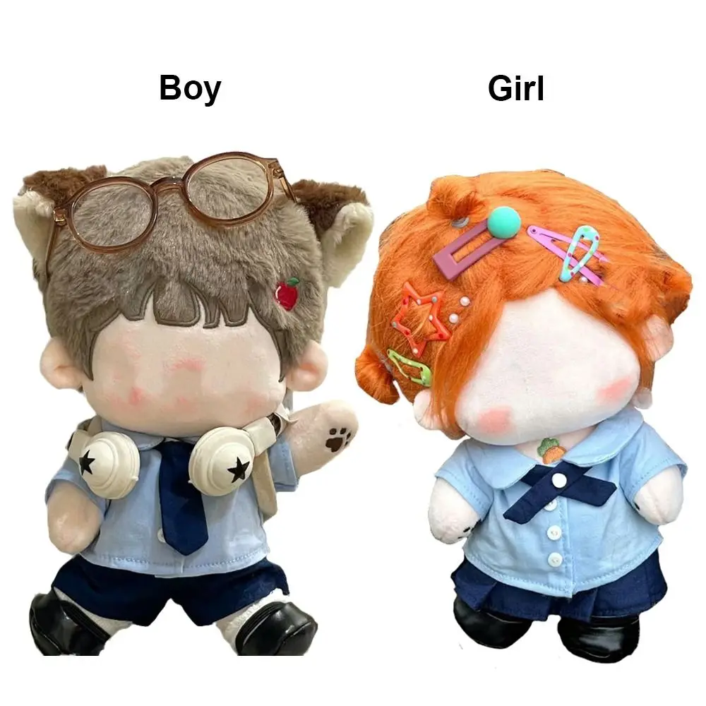 Blue Doll Clothes 20cm Changing Dress Game Miniature School Uniform Playing House Cosplay Shirt Necktie Pants Dolls Accessories