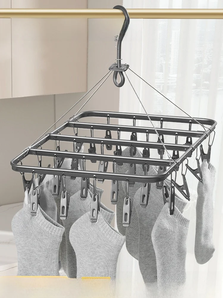 

Многофункциональный держатель для белья из алюминиевого сплава с зажимом SOS, экономит место, устойчив к ржавчине, для использования на балконе