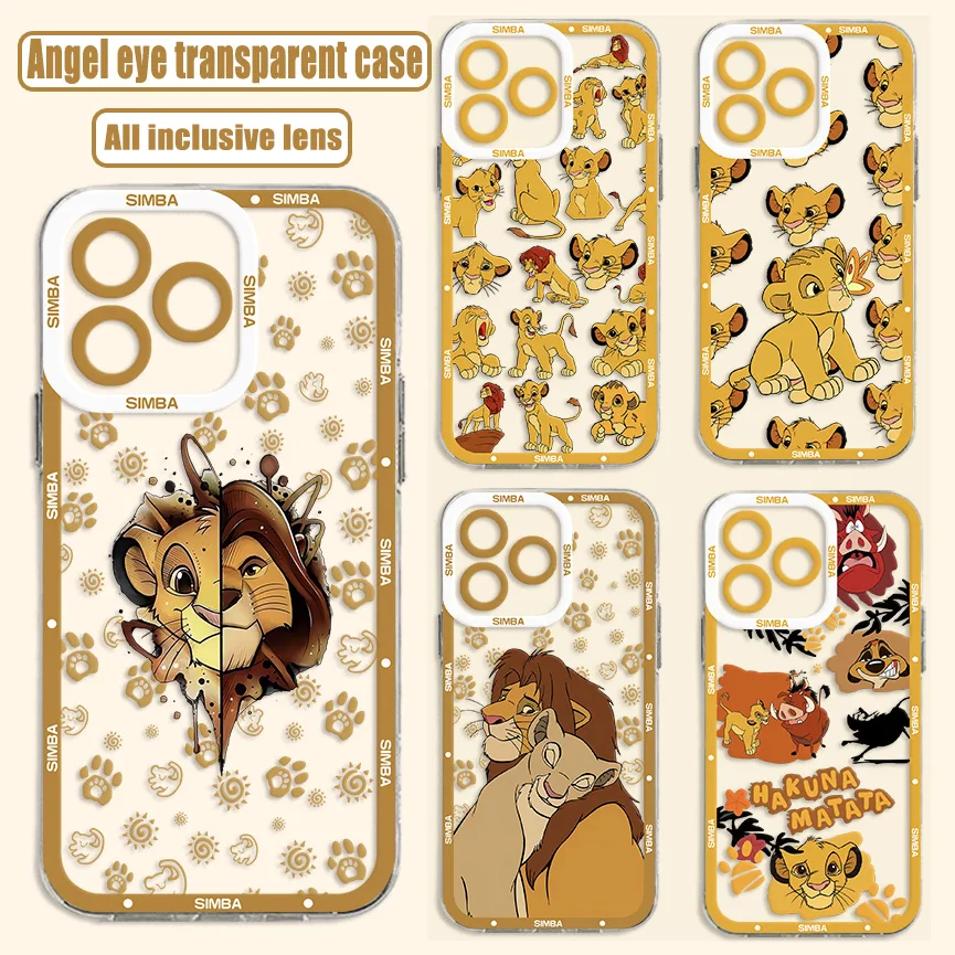 Cartoon The Lion King Cute Simba Phone Case For iPhone 15 14 13 12 Mini 11 Pro Max X XR XS 6 7 8 SE20 Plus Transparent