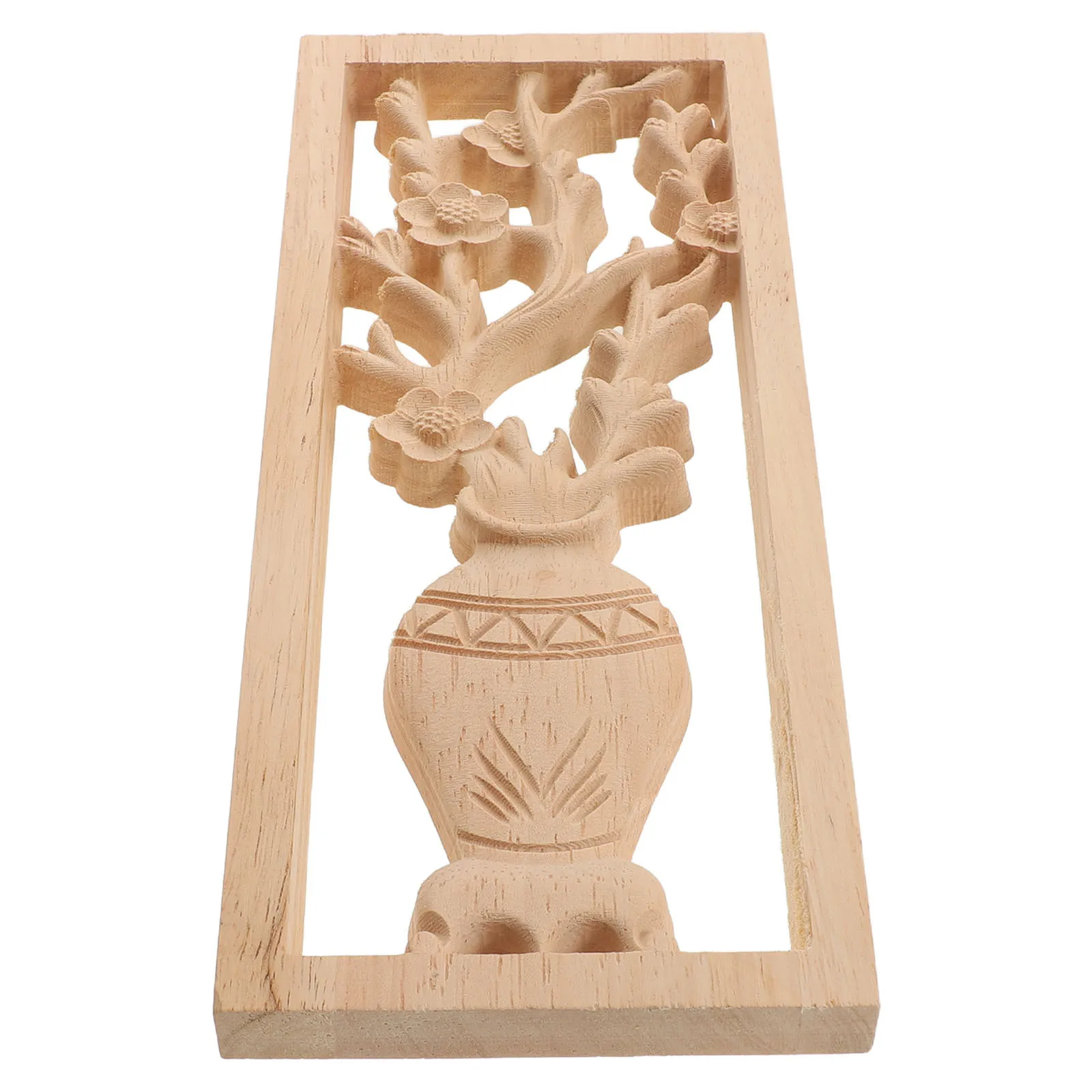 

Wood Carved Applique DIY Unpainted Handcrafted Decorative Trim Furniture Onlays Vase Carvings Chinese Wood Carvings
