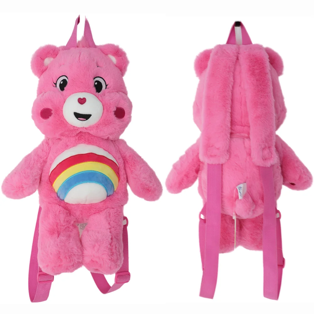 

Care Bears Plush Backpack 40cm Cute Rainbow Bear Stuffed Animal Bag Kawaii Cartoon Shoulder Bag for Girls Kids School Travel