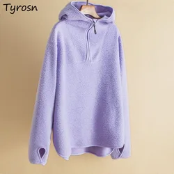 Hooded Hoodies Women Zipper Loose Coats Solid Versatile Korean Fashion Designed Gentle Outwear High Street Harajuku Cozy Tender