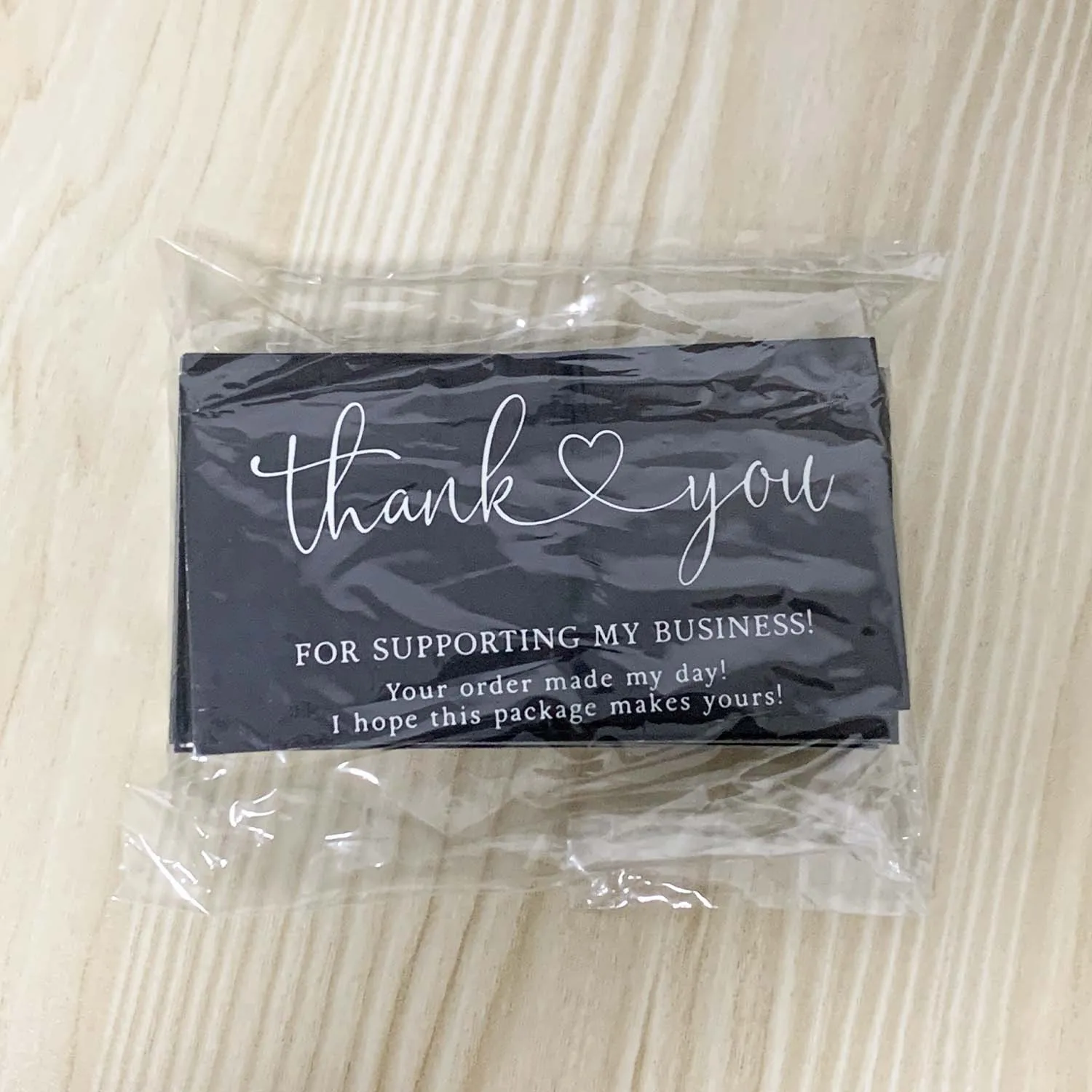 30pcs 검정색 내 작은 명함을 지원해 주셔서 감사합니다, 소매점용 주문 카드에 대한 작은 감사합니다