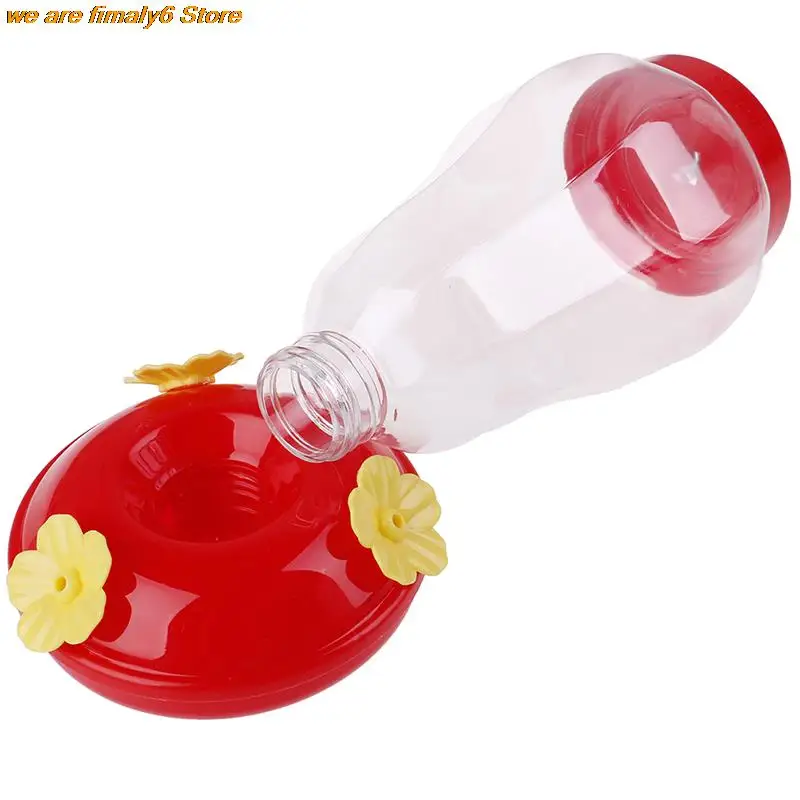 1pcs Plastics Bird Water Feeder Bottle Hanging Hummingbird Feeder Garden Outdoor Plastic Flower Iron Hook Bird Feeder