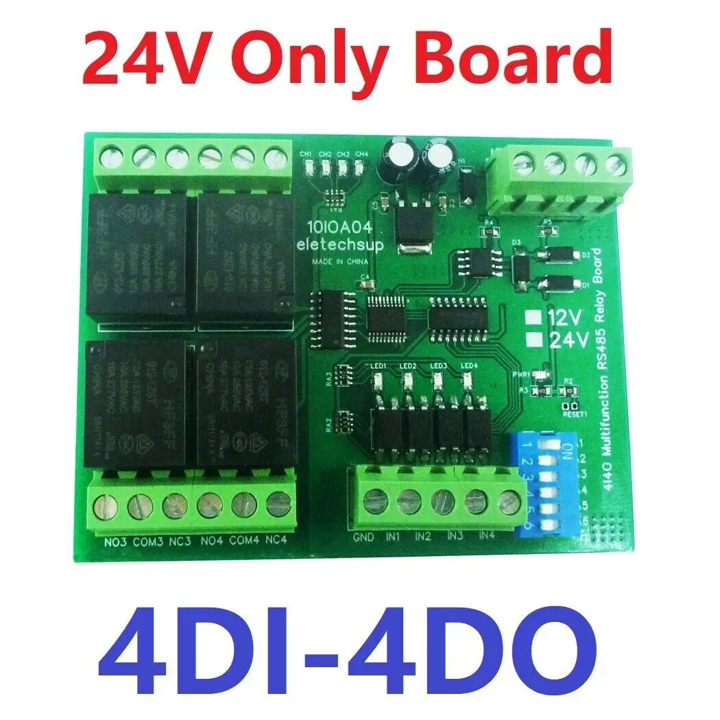 4DI-4DO Modbus RTU 24VDC 4 Channel RS485 Relay NPN Input Relay PLC IO Expanding