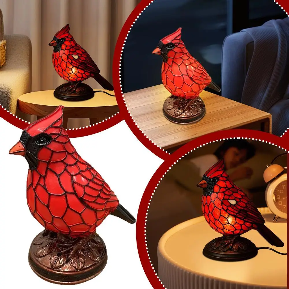 Creativo Red Bird Room Atmosfera Luce Morbida Durata Lampada da tavolo di sicurezza Squisita decorazione artistica per uccelli Luce notturna