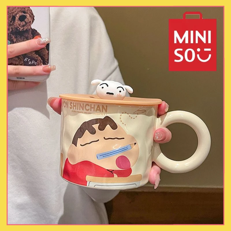 

MINISO Animation Peripheral Crayon Shin-chan Mug Cute High-looking Water Cup New Ceramic Water Cup Ornament Collection Best Gift