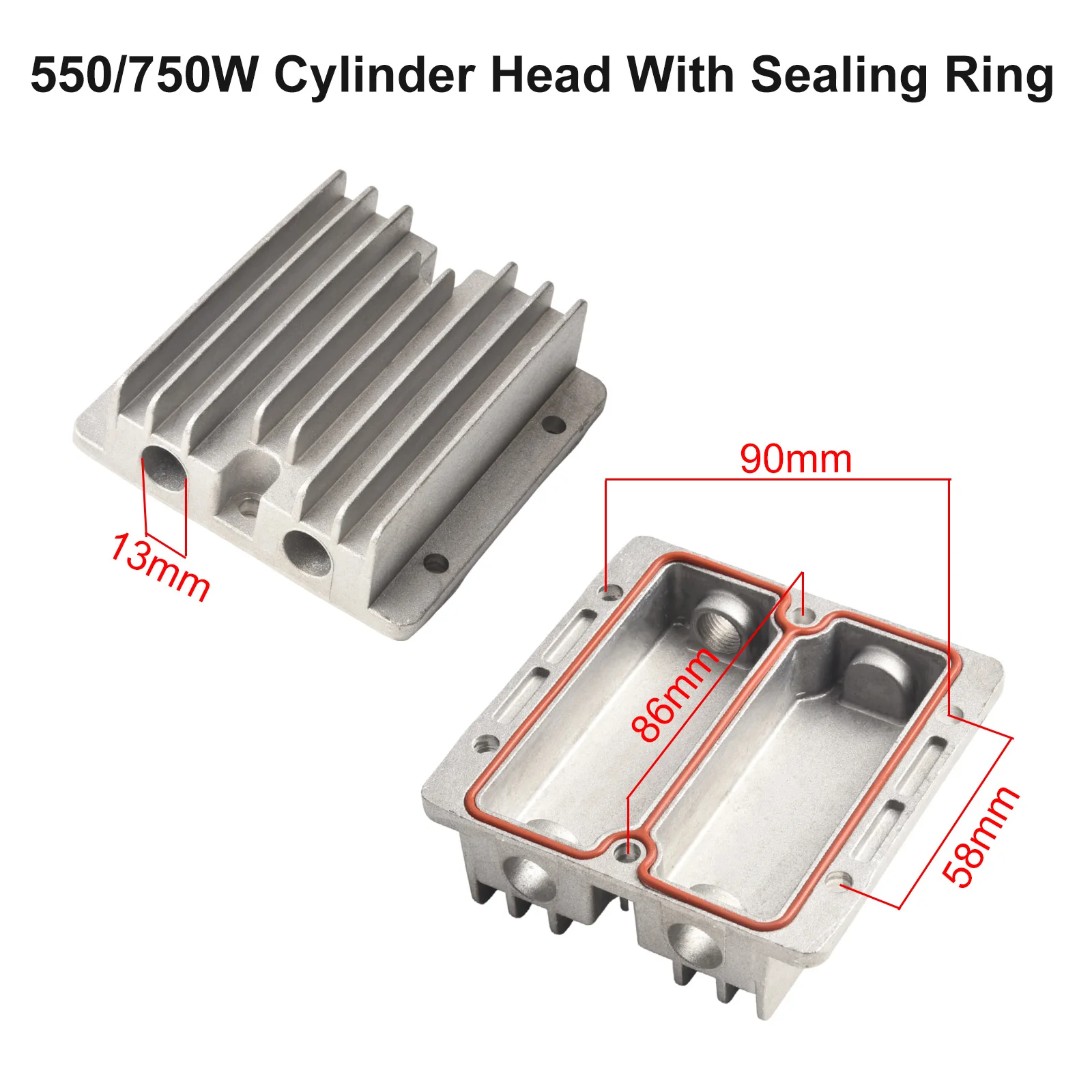 Cylinder Head Replacement with G1/2in Thread for Pneumatic Air Compressors Rated 550W 750W 1100W and 1500W Power Levels