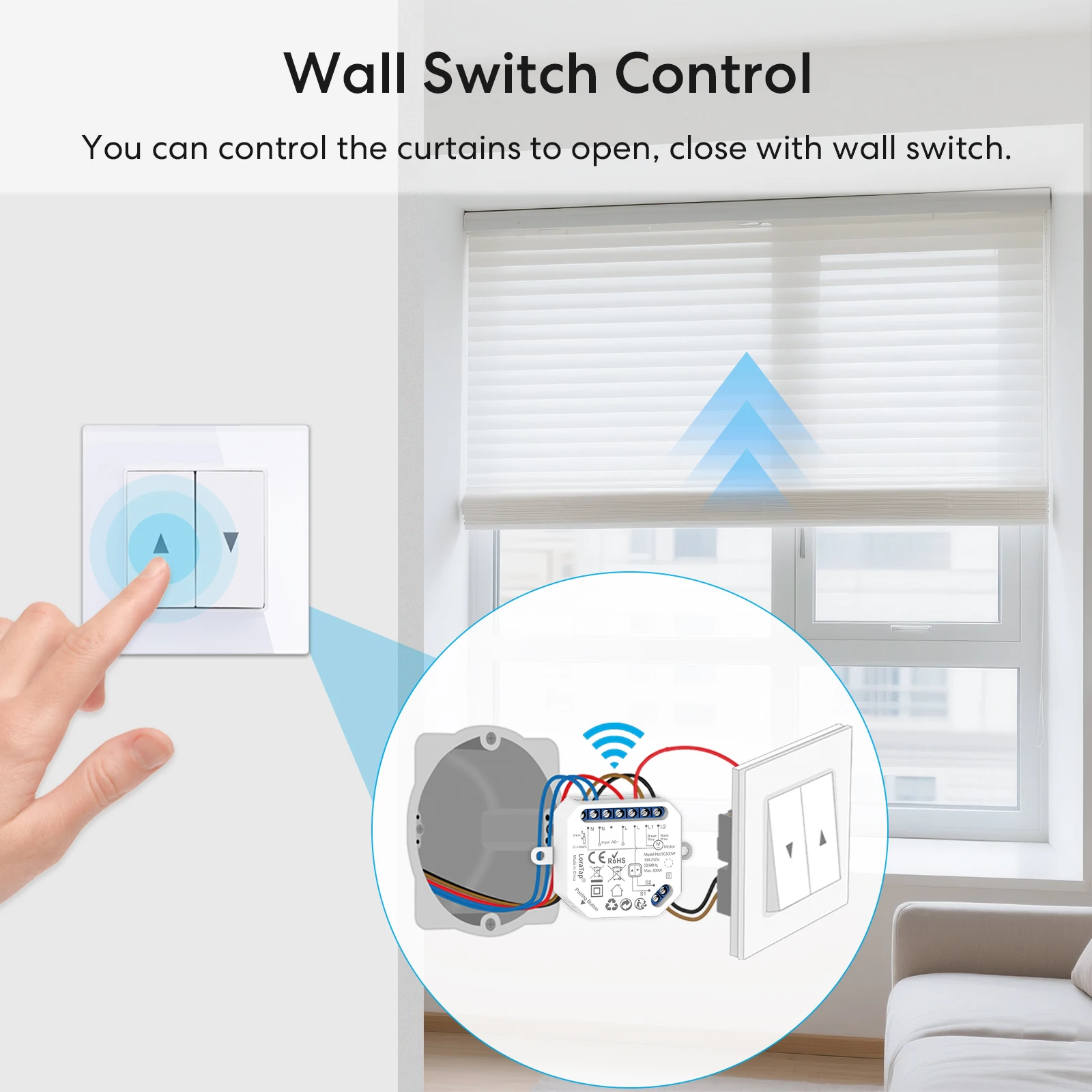 Tuya Smart Life WLAN-Vorhangschalter, verbundene Rollläden, Jalousiensteuerung, Motor, Google Home, Alexa, elektrisches Fenster, LoraTap – Detail 7