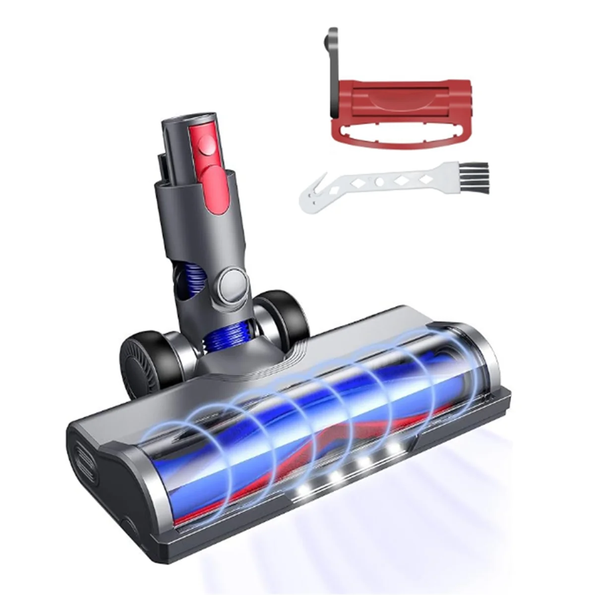 For Dyson V7 V8 V10 V11 V15 Vacuum Attachment Quick-Release Motor Head V Shape Bristle Roller Brush with LED Lights