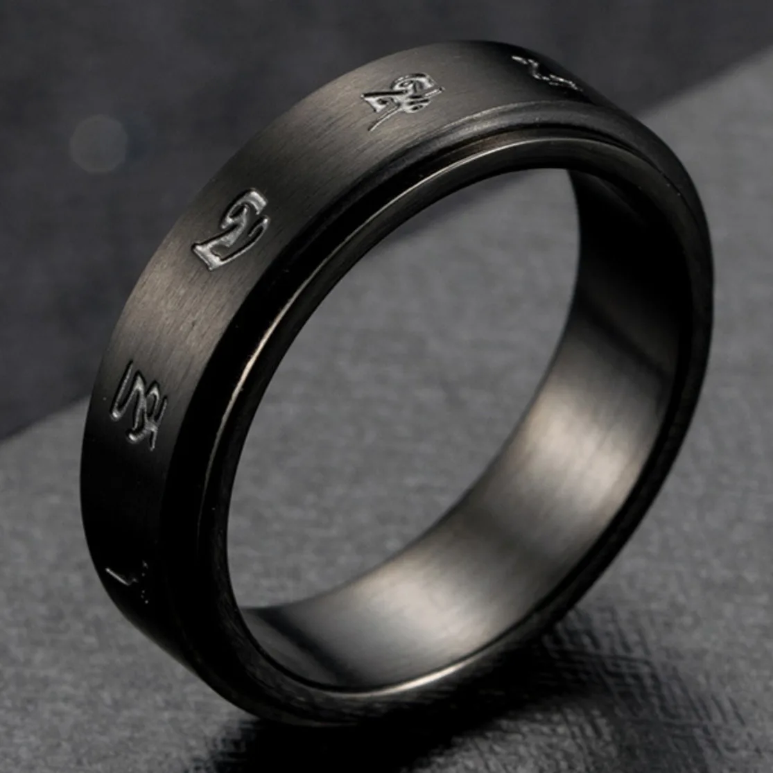 Buddhist Touch Men's Of God Tibetan Black Mantra Spinner Rotatable Lucky Narrow Small Rings For Women Man Religious Accessories