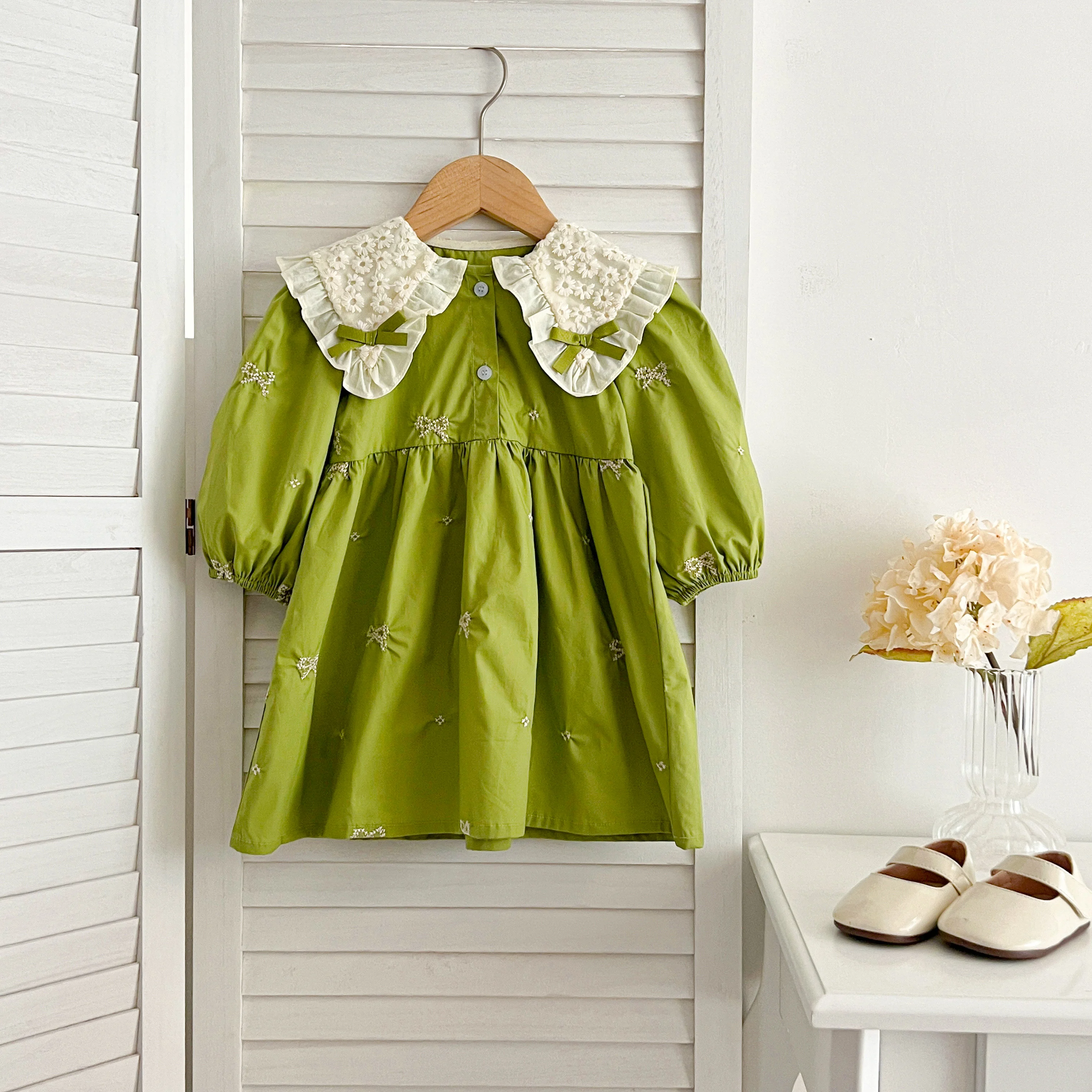 Herbst 0-6Yrs Mädchen Prinzessin Kleid Baby Mädchen Kleidung Kleidung Schmetterling Kragen Baby Mädchen Ein Stück Kleidung Stickerei Kinder Kleid – Detail 12
